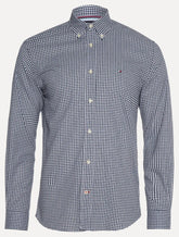 Camisa Tommy Hilfiger Masculina Xadrez Gingham Branca/Marinho