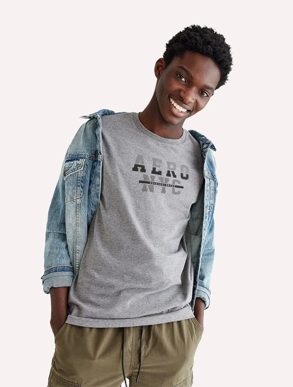 Camiseta Aeropostale Aero NYC Logo Mescla Médio