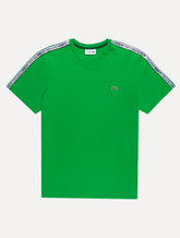 Camiseta Lacoste Masculina Regular Fit Listrada Logo Verde