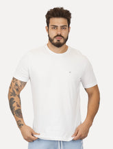 Camiseta Calvin Klein Masculina Meia Malha Basica CK Branca