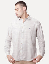 Camisa Dudalina Masculina Slim Slub Cotton Xadrez Off-White