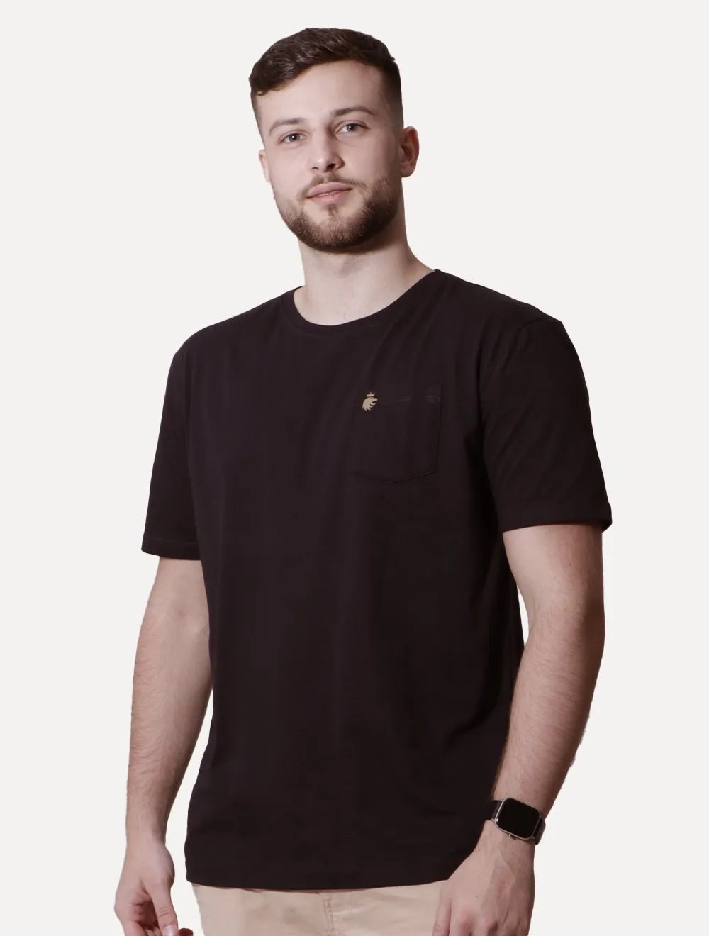 Camiseta Von der Volke Masculina Origineel Pocket Travis Preta