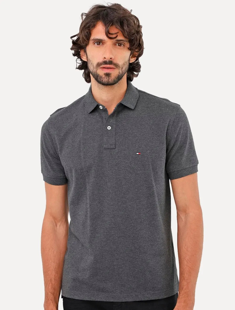 Polo Tommy Hilfiger Masculina Coupe Sur Ivy Grafite