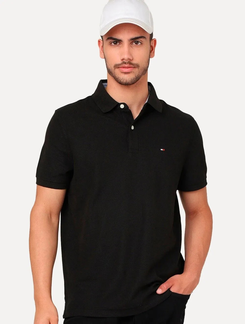 Polo Tommy Hilfiger Masculina Fit Ivy Preta