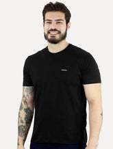 Camiseta Calvin Klein Masculina Slim Logo Flamê Preta