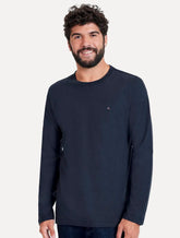 Camiseta Aramis Masculina Manga Longa Basica Logo Azul Marinho