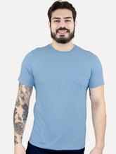 Camiseta Dudalina Masculina Essentials Modal Logo Azul Claro