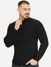 Suéter Masculino Slim Gola Média Preto Mescla