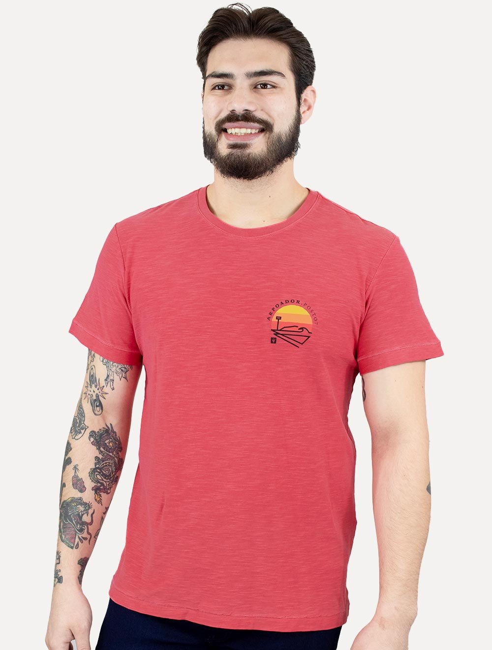 Camiseta Osklen Masculina Slim Rough Posto 7 Vermelha