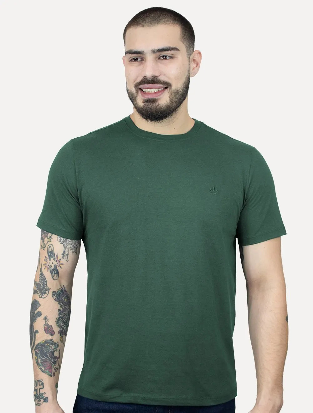 Camiseta Dudalina Masculina Melange Color Verde Escuro Mescla