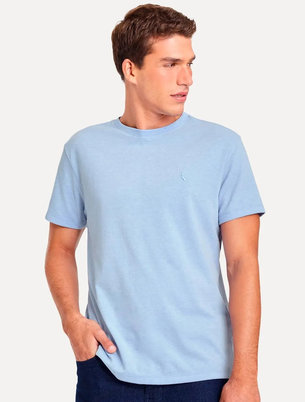 Camiseta Reserva Masculina Regular Mescla Touch Azul Claro
