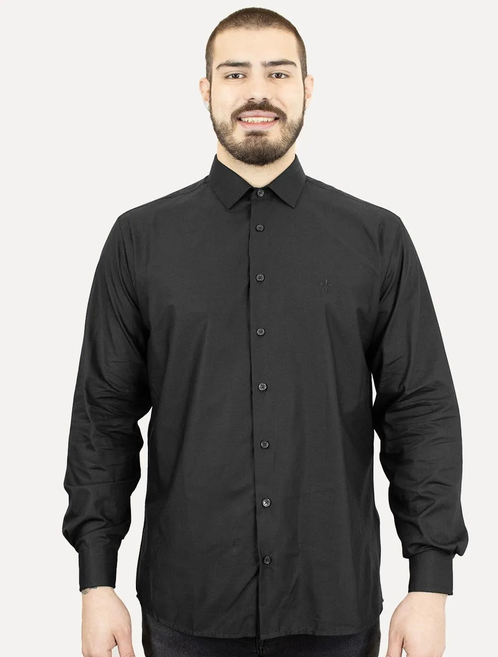 Camisa Dudalina Masculina Slim Superfine Cotton Dark Logo Lisa Preta