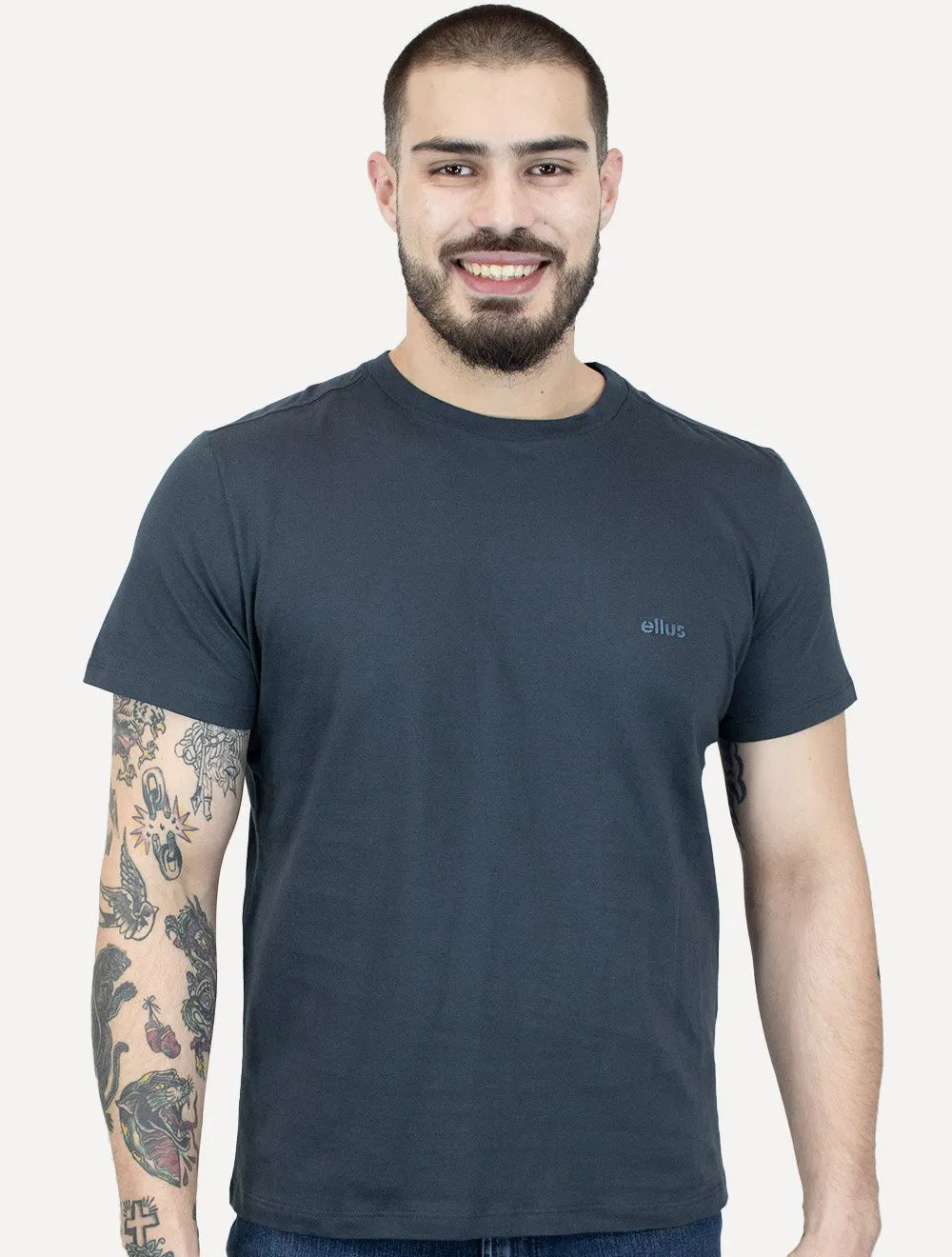 Camiseta Ellus Masculina Cotton Fine Duocolor Classic Azul Marinho