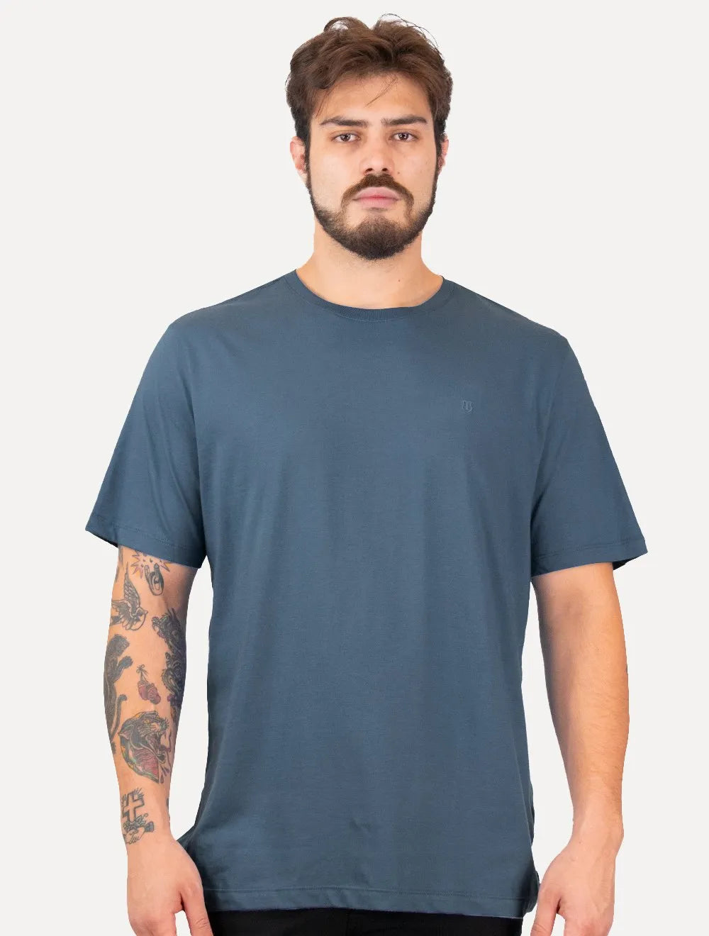 Camiseta Individual Comfort Pima Soft Touch Logo Azul Escuro
