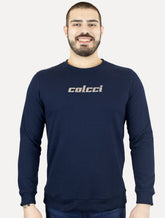 Moletom Colcci Masculino Comfort Crewneck Mirrored Logo Azul Marinho