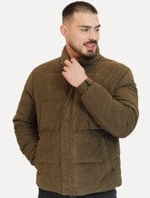 Jaqueta Dixen Masculina Puffer Veludo Cotelê Marrom Escuro