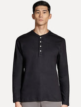 Camiseta Aramis Masculina Manga Longa Gola Portuguesa Suedine Preta