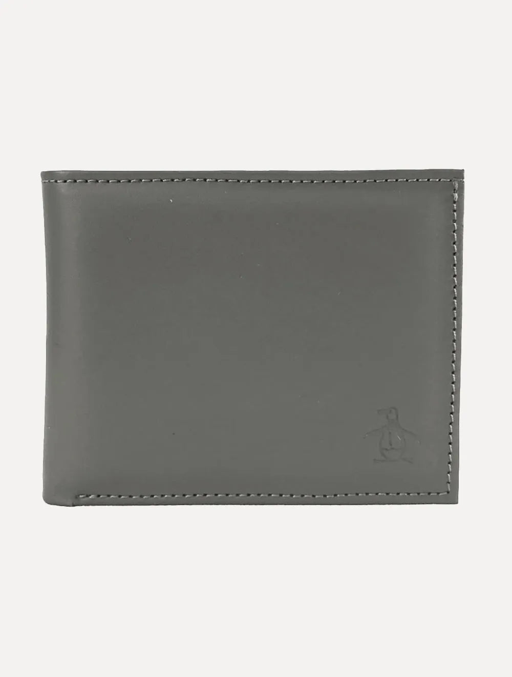 Carteira Original Penguin Masculina Couro Lisa Logo Grafite