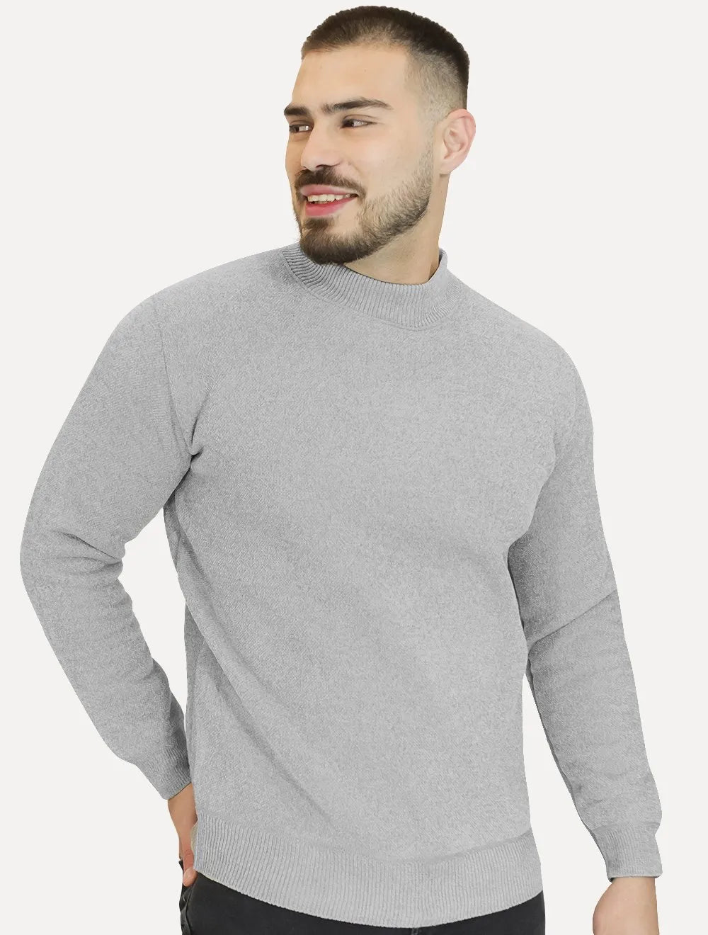 Suéter Dixen Masculino Slim Gola Média Areia Mescla