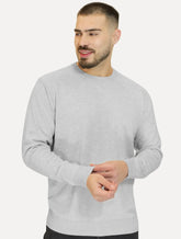 Suéter Dixen Masculino Tricot Crewneck Liso Cinza Mescla Claro