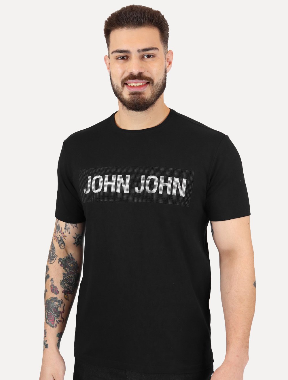 Camiseta John John Masculina Regular Micropoints Preta
