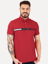 Polo Tommy Hilfiger Masculina Regular Chest Insert Logo Vermelha