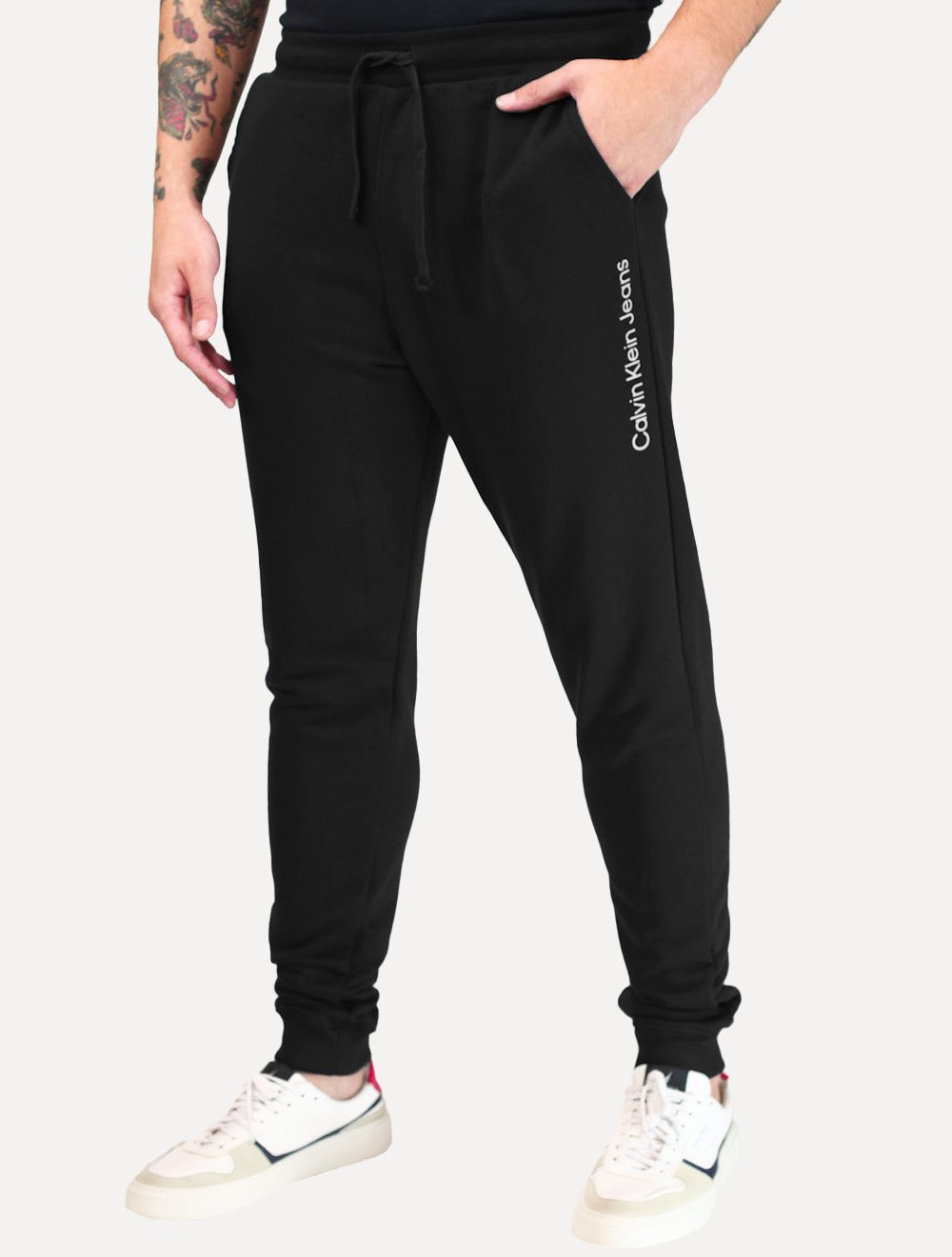 Calça Calvin Klein Jeans Masculina Moletom Side New Logo Preta