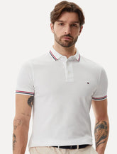 Polo Tommy Hilfiger Masculina Slim Tipped Collar Branca
