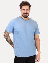 Camiseta Aramis Masculina Basic Lisa Mono Icon Azul Médio