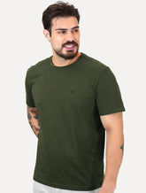 Camiseta Calvin Klein Jeans Masculina CK Bordado Peito Verde Militar