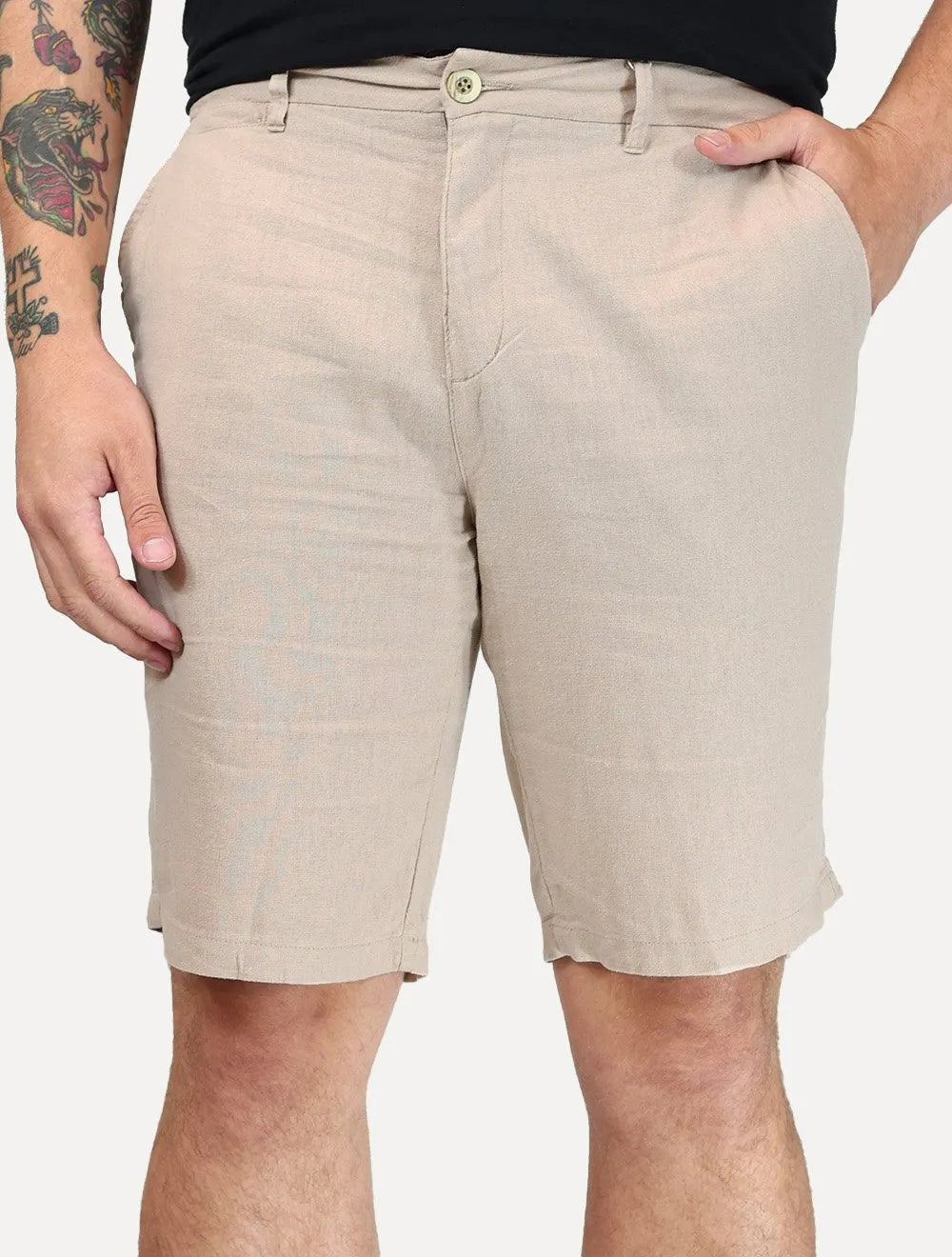 Bermuda Original Penguin Masculina Chino Stretch Linho Cáqui