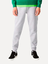 Calça Lacoste Moletom Masculina Side Sash Brand Recorte Cinza Mescla