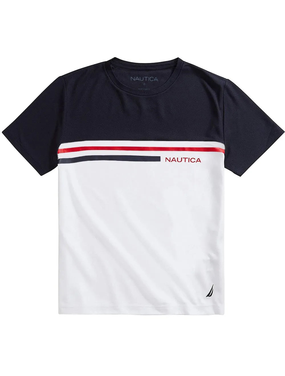 Camiseta Nautica Masculina Colorblock Marinho e Branca