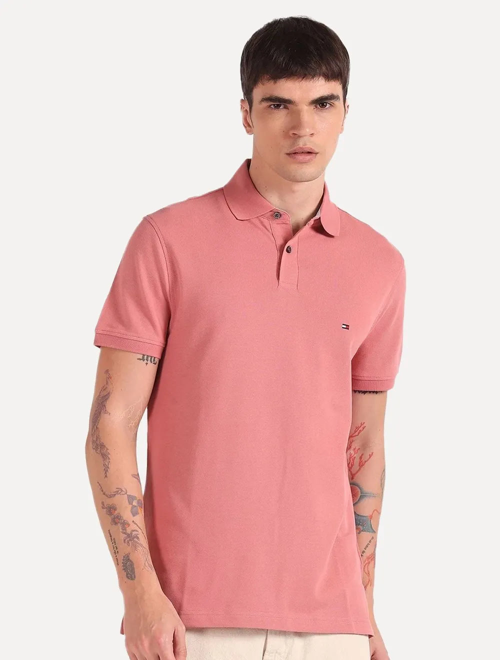 Polo Tommy Hilfiger Masculina Regular Piquet 1985 Rosé