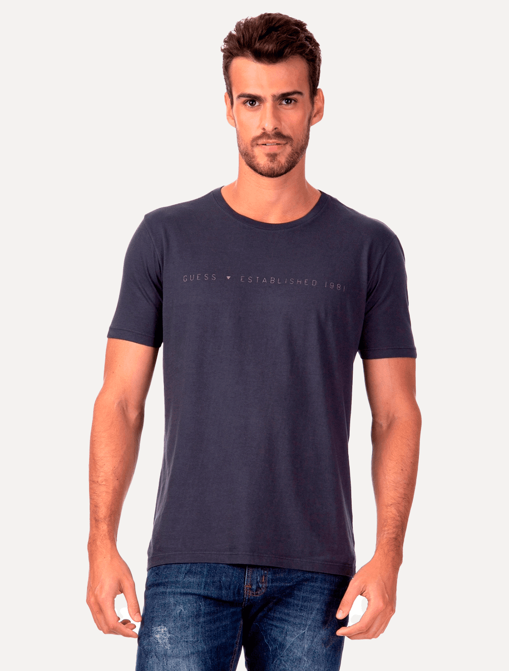 Camiseta Guess Masculina Est. 1981 Azul Índigo