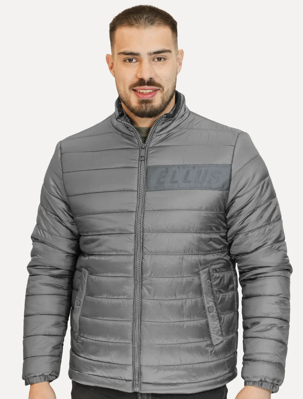 Jaqueta Ellus Masculina Nylon Bomber Gominhos Cinza