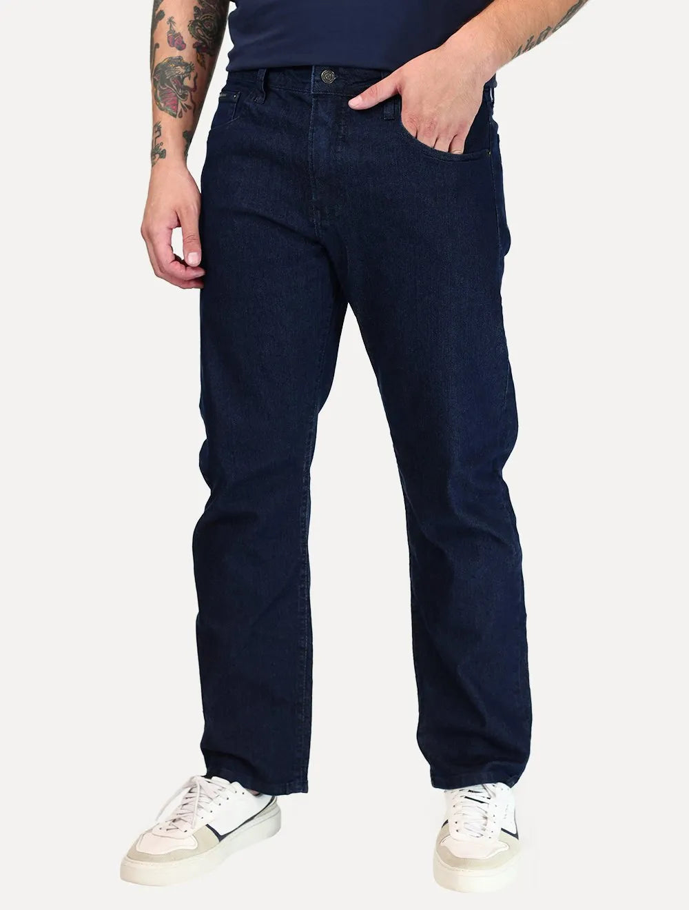 Calça Calvin Klein Jeans Masculina Straight Five Pockets Azul Marinho