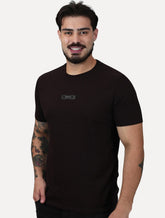 Camiseta Calvin Klein Jeans Masculina Logo Leather Center Marrom