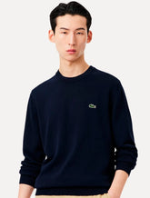 Suéter Lacoste Masculino Regular Fit Gola Redonda Logo Azul Marinho