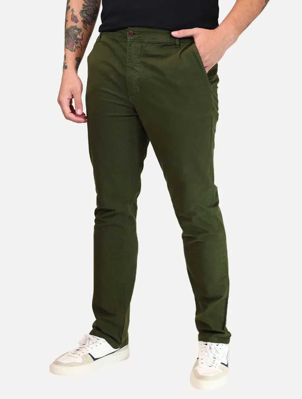 Calça Aramis Masculina Chino Color Basica Verde Militar