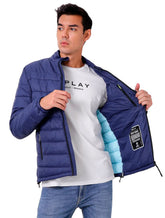 Jaqueta Replay Masculina Nylon Matelassê Azul Escuro