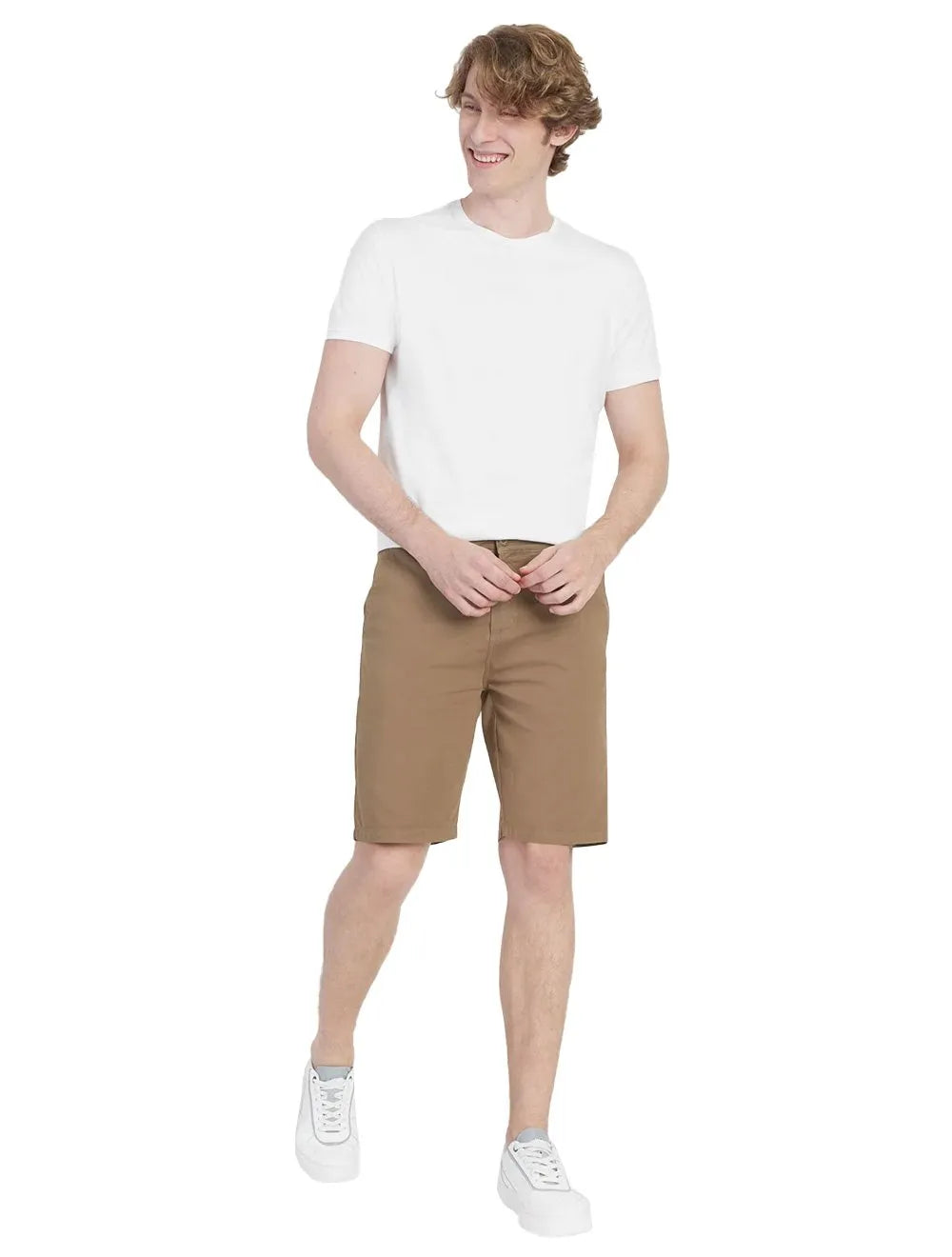 Bermuda Aramis Masculina Chino Color Basica Castor Marrom