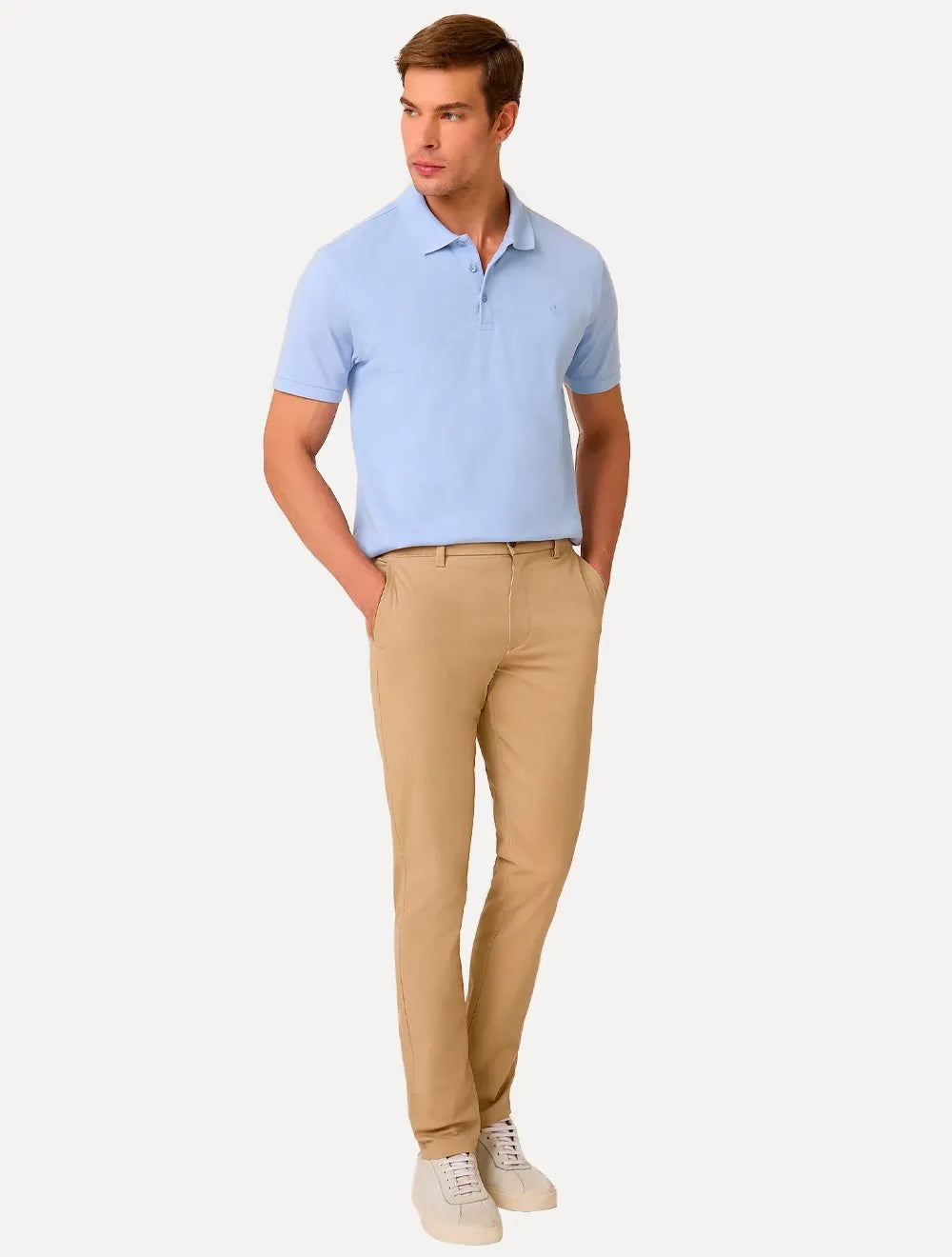 Polo Dudalina Piquet Essentials Cotton Basica Modal Azul Claro