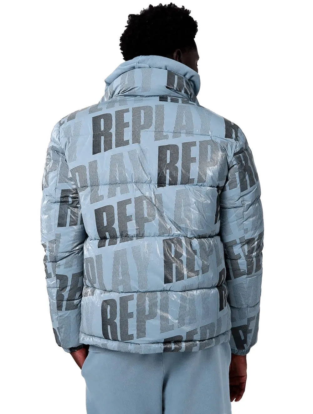 Jaqueta Replay Masculina Overtop Puffer Azul Claro