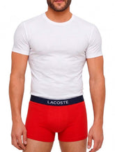 Cueca Lacoste Trunk Boxer Jersey Croco Print Branca Vermelha Cinza Pack 3UN