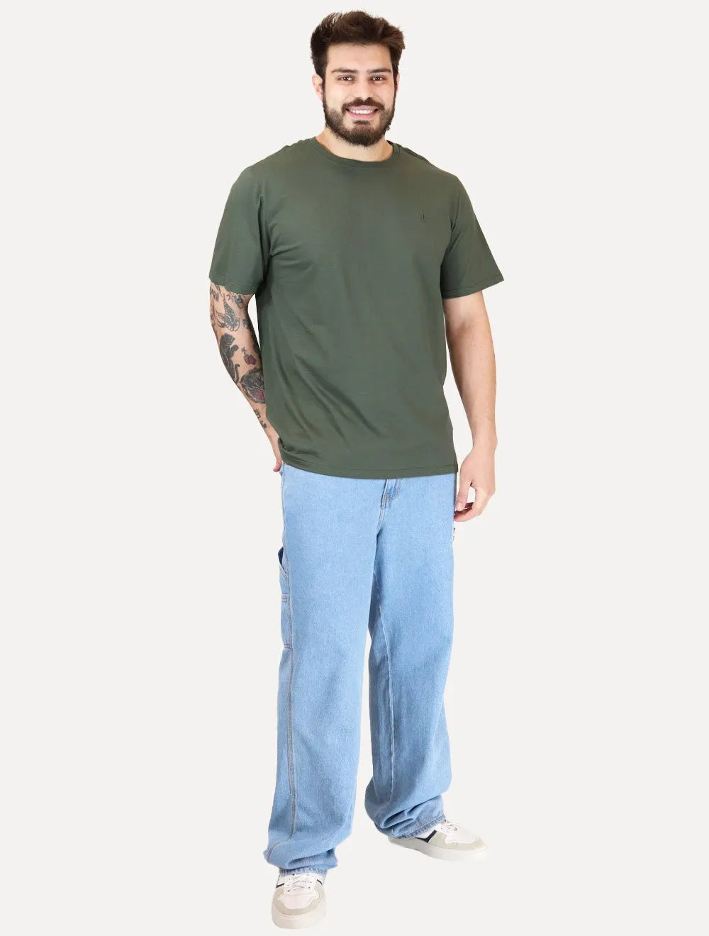 Camiseta Dudalina Masculina Essentials Mono Logo Verde Militar