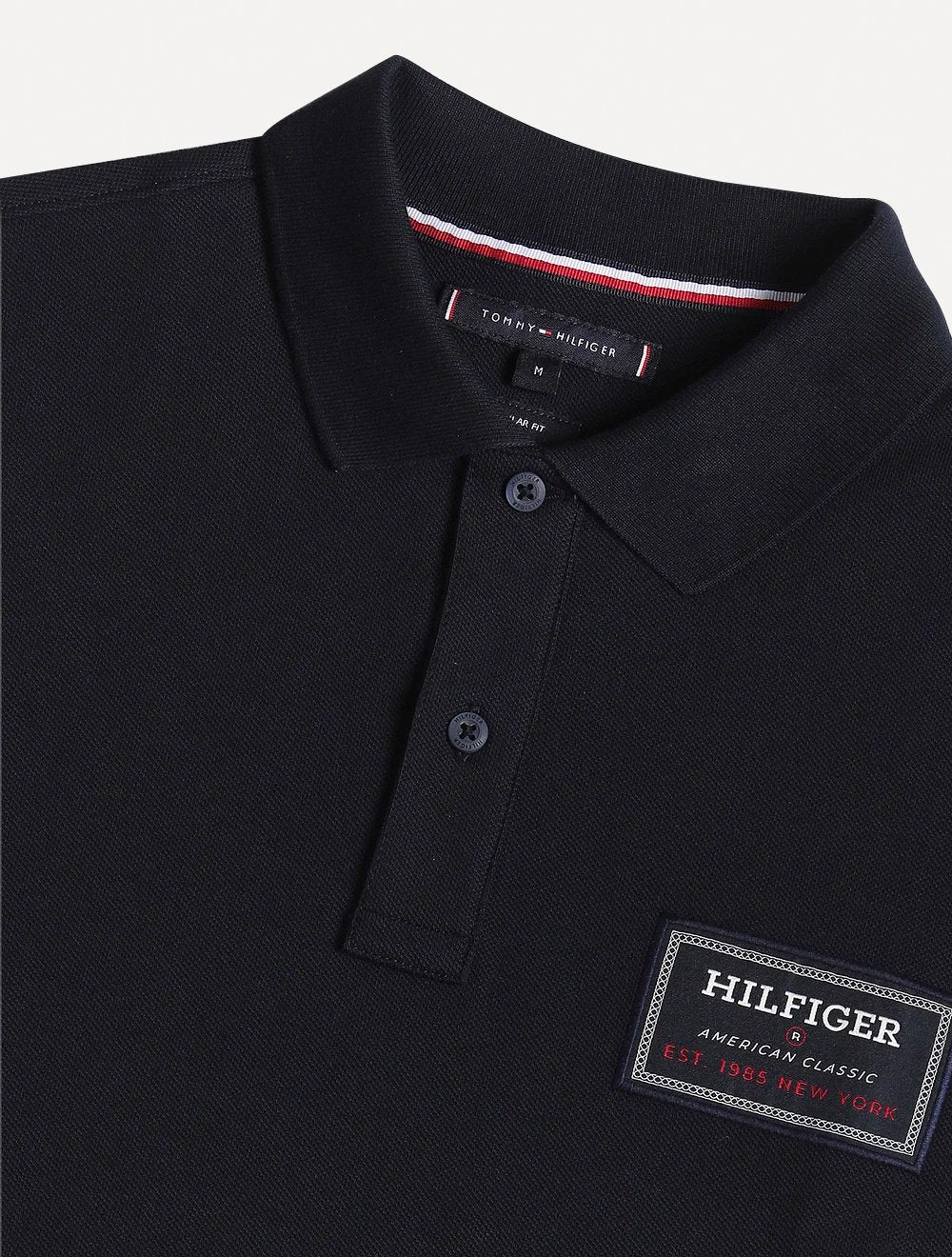 Polo Tommy Hilfiger Masculina Piquet Regular Label Azul Marinho