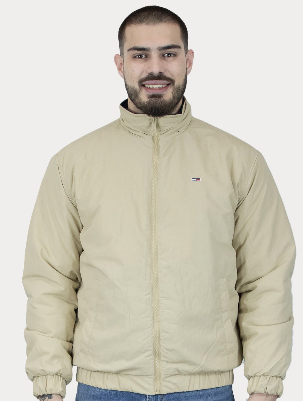Jaqueta Tommy Jeans Masculina Essential Padded Logo Collar Cáqui