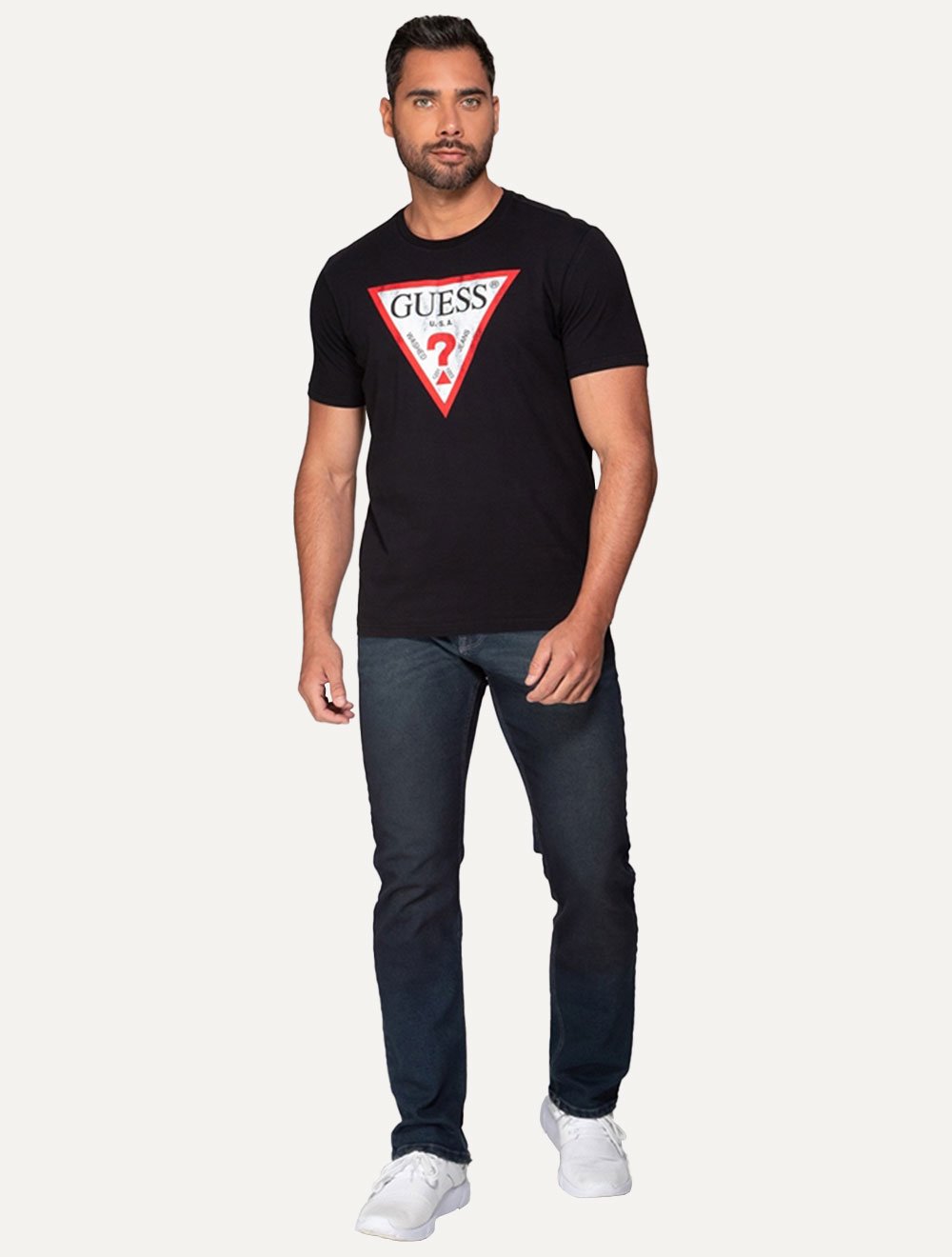Camiseta Guess Masculina Grunge Logo Print Preta