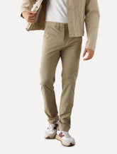 Calça Lacoste Masculina Sarja Chino Slim Fit New Classic Caqui Médio
